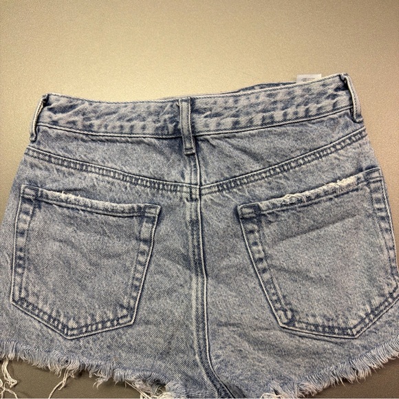 PacSun High Rise Festival Ripped Denim Shorts Button Fly Light Wash Size 26 - Picture 9 of 12
